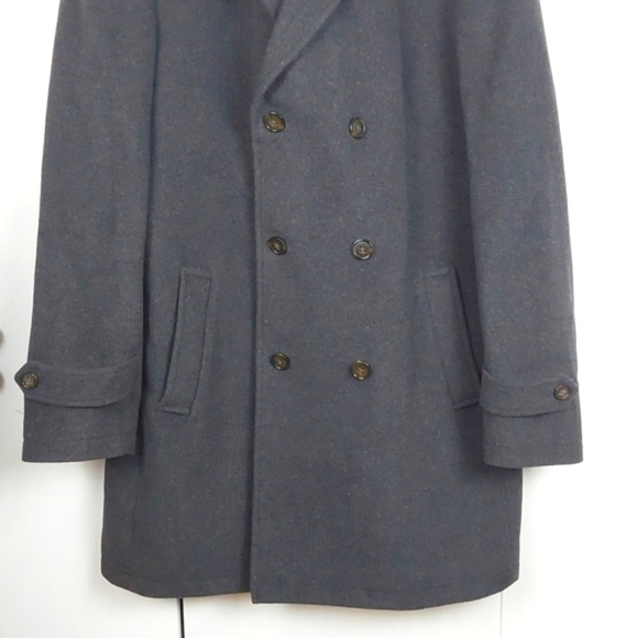 Ralph Lauren Mens Dark Gray Double-Breasted Pea Coat Wool Labrada Luxe Sz.44 - Picture 3 of 14